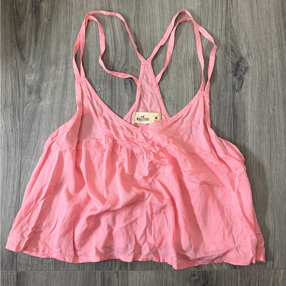 Hollister Coral Pink Racerback Cropped Tank